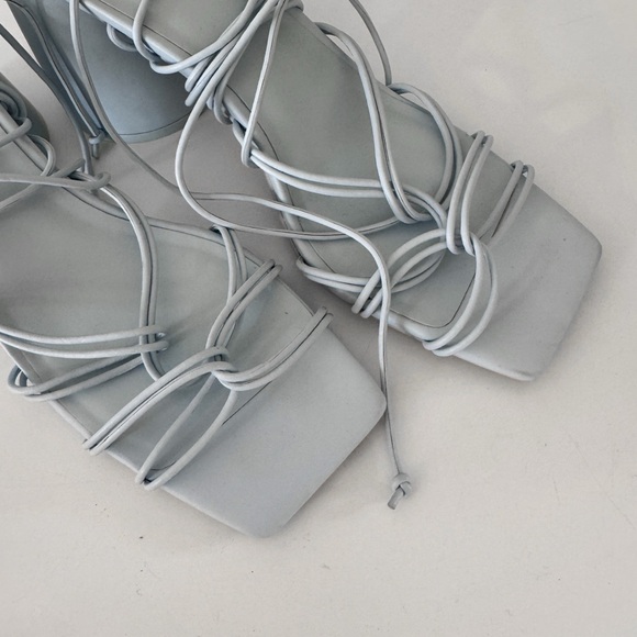 OAK + FORT • Strappy Thick Heel Sandal in Light Blue - Picture 4 of 14